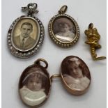 Vintage jewellery to include 9ct white gold pendant 3 x 2 cm, portrait locket, unmarked yellow metal