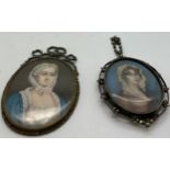 Two 19thC portrait miniatures on ivory. Largest 7.5 x 5cm.Condition ReportMarks on back of glass