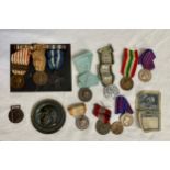 Various Italian Medals and banknote.Condition ReportWith wear.