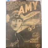 Amy Johnson sheet music, specially composed for the Homecomins of the Heroine of the England-