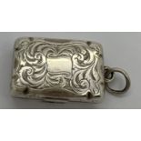 Birmingham silver vinaigrette with suspension ring by Frederick Marson, Birmingham 1857. 1.5 x 2.