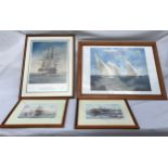 Four prints with nautical theme to include; Stephen J Renard 'Make Way for Yankee' 53 x 43cm, Adrian