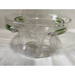 A glass bowl in art nouveau style with green decoration. 20cm d.Condition ReportBlemishes in