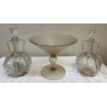 Pair of 19thC Decanters together with a conical glass bowl. (3)Condition ReportBoth decanters A/F.