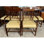 Six 19thC upholstered dining chairs to include 2 carvers.Condition ReportOne carver looks to be more