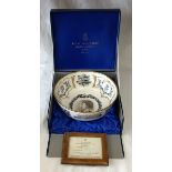 A limited edition 9 of 500 Royal Worcester Silver Wedding bowl with plinth to commemorate the Silver