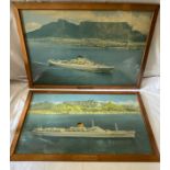 Union Castle Line. Two framed ship portrait photographs. RMS Windsor Castle. Frame size 56 x 82cm