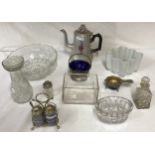 Mixed lot to include a Tower aluminium coffee pot, glass fruit bowl 25.5cms diameter, glass vase,