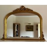 A gilt framed over mantle mirror. 119 w x 91cm h.