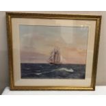 Nautical print of a sailing boat measuring print size 44cm l x 36cm h.Condition ReportFairly good