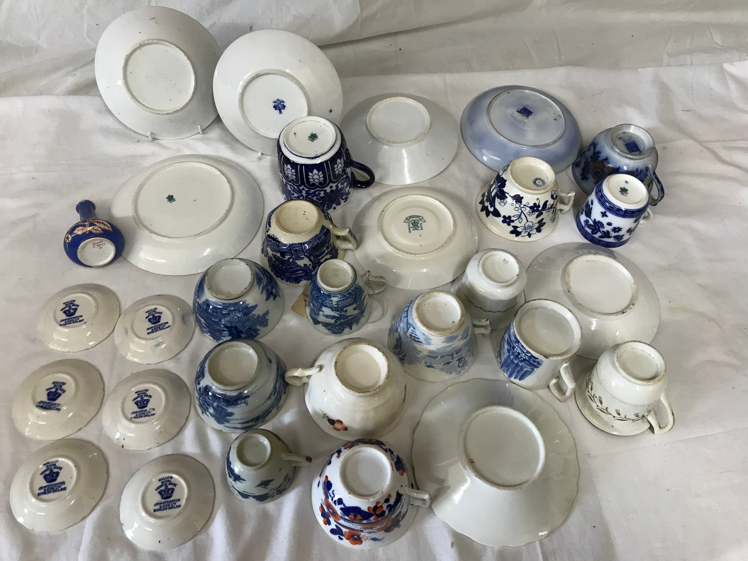 Various ceramics mostly 19thC to include cups, saucers, bowls, dishes and small vase 8.5cms h. - Image 2 of 4