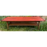 A mid century teak coffee table 113cm l.Condition ReportFairly good condition.