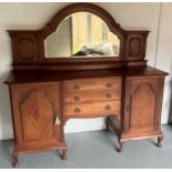 A mirror backed sideboard. 186 w x 175 h approx x 62cm d.Condition ReportOverall good condition.