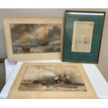 Three well painted pictures to include 2 watercolours, 1894 indistinctly signed and a print,