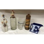 W Hall Mineral water bottle, Wade Worthington E jug, Bols stoneware bottle, Serena Cachaca novelty