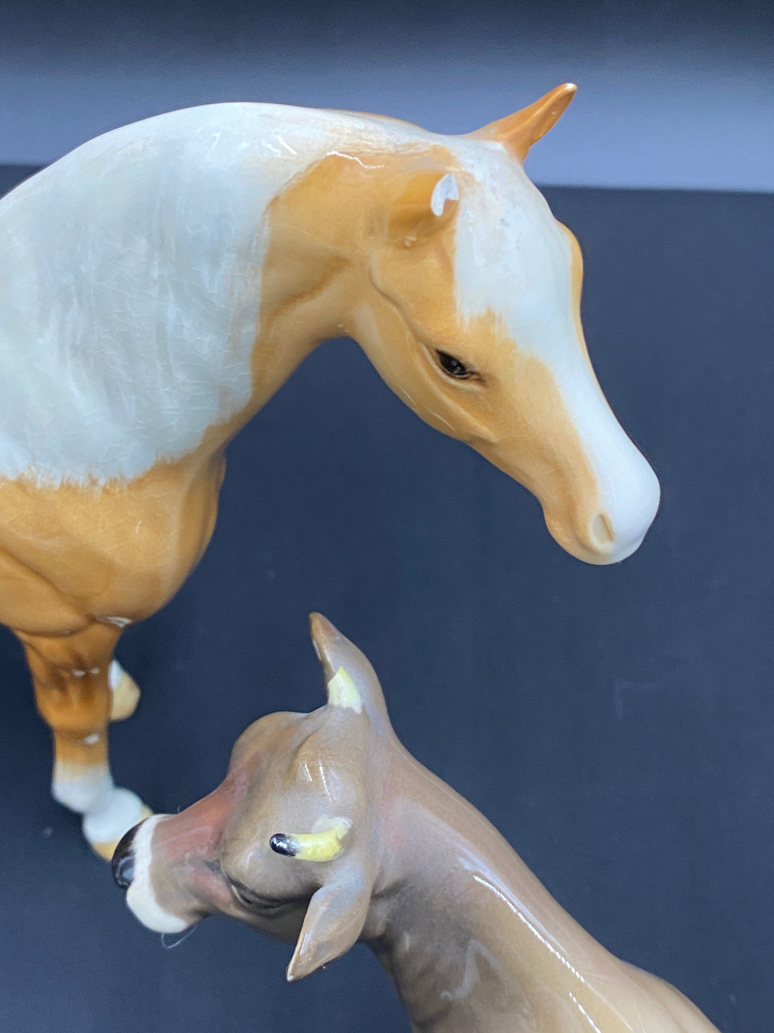 A collection of ceramic horses and cattle to include three Beswick, Beswick horse height 16cm and - Image 2 of 5