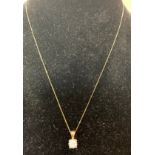 A 9ct gold chain with diamond drop pendant. Weight 1.6gm.Condition ReportGood condition.