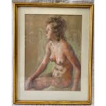 Ronald Dickinson framed chalk on paper of a study of a nude, signed bottom right. Picture size 31.