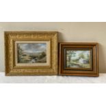 H. J. Jacoby; 2 framed and glazed pastels of cottage and river scenes. Picture size 11 x 16cm and