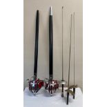 Two basket hilted replica swords for the Royal Scots Fusiliers and a Leon Paul fencing foil and