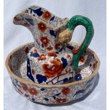 A Masons Ironstone jug and bowl. 27cm h. Good condition.Condition ReportGood condition.