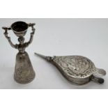 Continental silver to include miniature wager or marriage cup, 6.5cm h and miniature bellows with