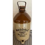Stoneware jar Wine container, Magdale Vinery Limited Quality Wines. 46cm h to top of handle.