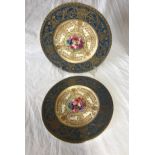 Pair of hand painted Royal Worcester plates signed E Phillips, 27cm d. Depicting flowers to the