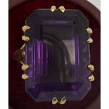 A good quality amethyst ring set in 18ct yellow gold. Amethyst 3ct, size P. 13.7gm.Condition