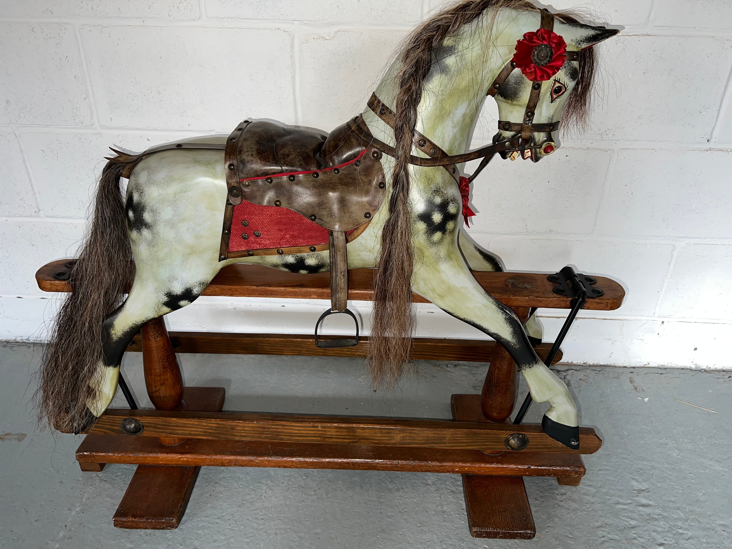 An Edwardian oak rocking horse. 107cm w.Condition ReportA full quality restoration. - Image 2 of 7