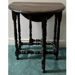 An oak gateleg table 75cm x 62cm open 62cm x 52cm closedCondition ReportMarks and crack to top