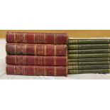 Set of four large, red leather bound, books entitled "British Hunts and Huntsmen", each book