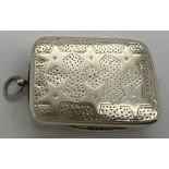 Birmingham silver vinaigrette with pin prick decoration and suspension ring by Matthew Linwood,
