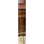 Three 19thC glass walking sticks, tallest 130cm.Condition ReportChips to bottoms.