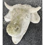 A reconstituted bull. 42cm across one horn.