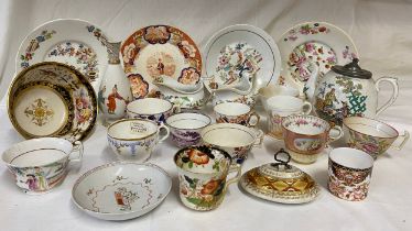 An assortment of mostly 19thC ceramics to include cups, saucers, plates, jugs etc. All a/f.Condition