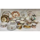 An assortment of mostly 19thC ceramics to include cups, saucers, plates, jugs etc. All a/f.Condition