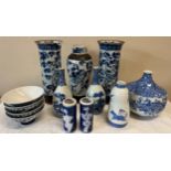A collection of 19th and 20th C blue and white Chinese ceramics. (13)Condition ReportOne vase A/F