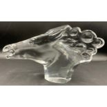 Baccarat glass horses head, marked to rear. 35 l x 19cm h.Condition ReportTiny chip to rear.