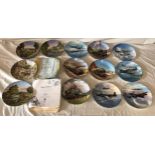 Royal Worcester decorative plates collection of 13 assorted designs, Farm Scene, Canal Barges,