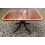 A good quality 19thC tip top mahogany table with cross banding to top. 144 x 105cm.