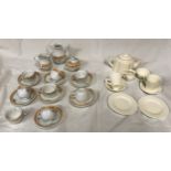 Two children's tea sets, one brown and gilt rimmed 18 pieces and one white pottery 9 pieces tea