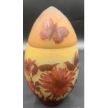 Galle Tip cameo glass egg. 23cm h.Condition ReportGood condition.