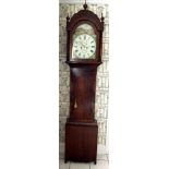 A walnut veneered 8 day longcase clock with painted dial for W.E. Robson Newcastle Upon Tyne.