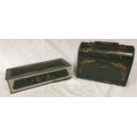 A Huntley and Palmer handbag shaped biscuit tin, 21cm w x 22 h together with a MacKenzie & MacKenzie