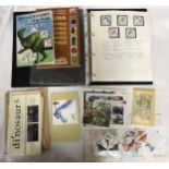 Collection of Dinosaur Themetic stamps of the World including two books on the subject. Also
