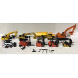 Diecast model construction vehicles collection of nine models, various makes, Komatsu PC210LS