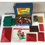 Bayko boxed converting building set 1 and 2 with instructions for multiple structures.Condition