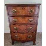 A 4 height chest of drawers on bracket feet. 73 h x 45 w x 41cm d.,