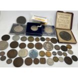 British continental and world coins and medals to include Lusitania medal, Napoleon III 1855 six